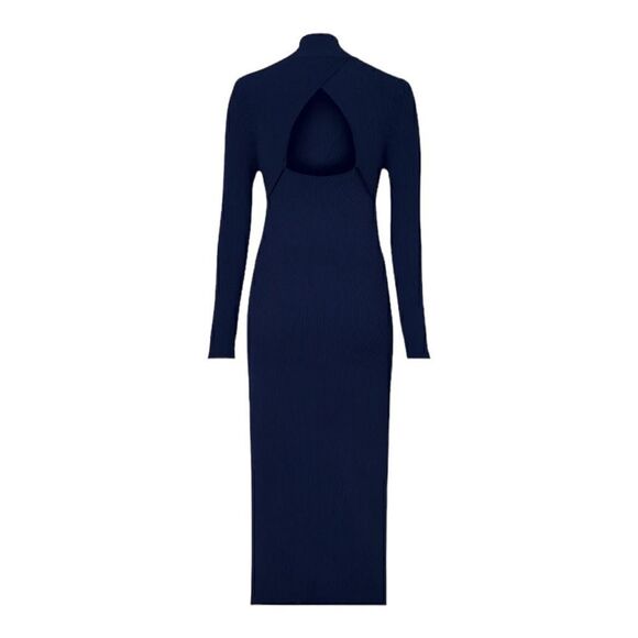 Milly Navy Blue Bustier Turtleneck Dress Size Medium - Picture 3 of 7